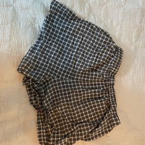 plaid black and white brandy shorts worn once or twice got them two years ago.